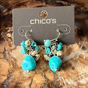 * Chicos brand turquoise Rock and gold beaded dangle